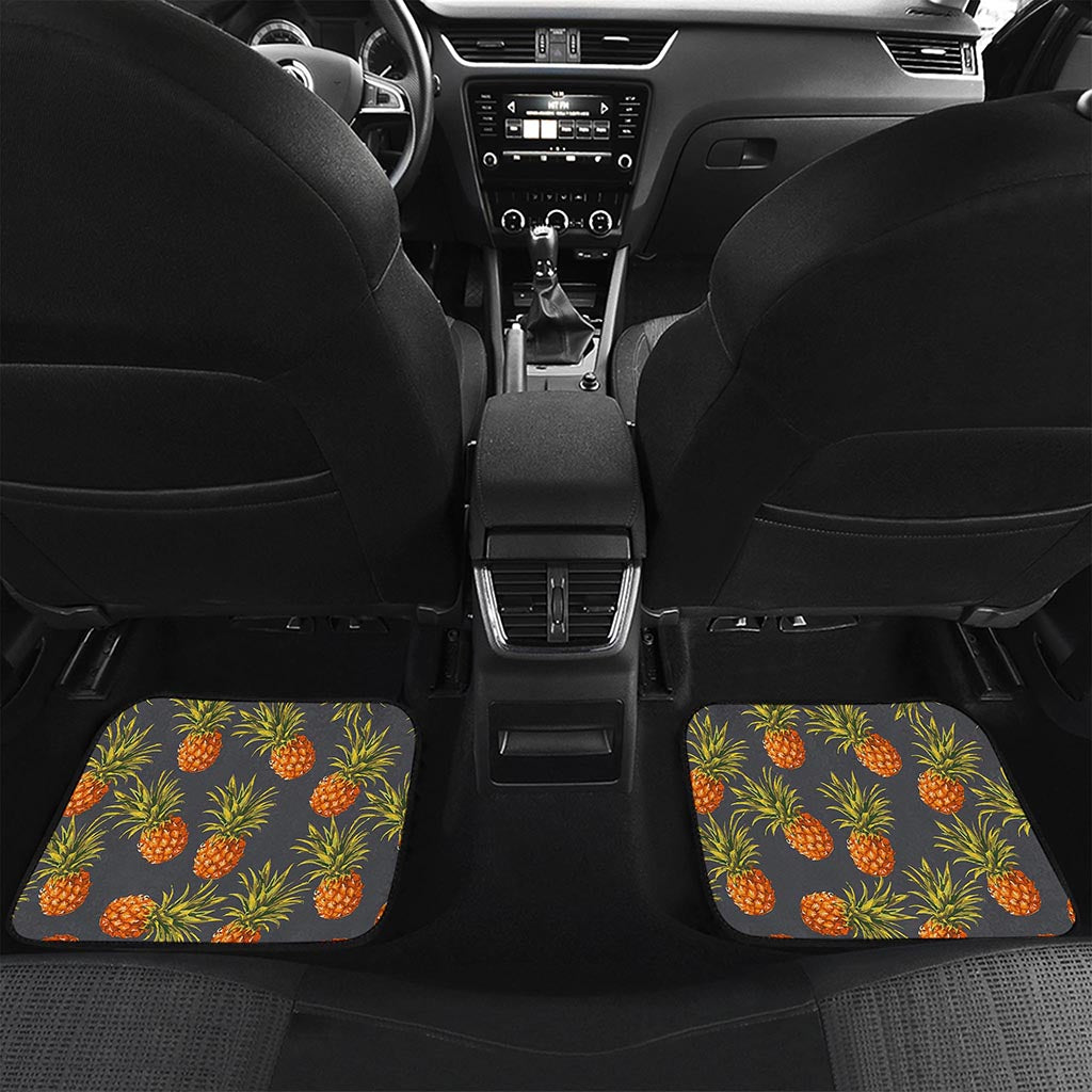 Grey Watercolor Pineapple Pattern Print Front and Back Car Floor Mats