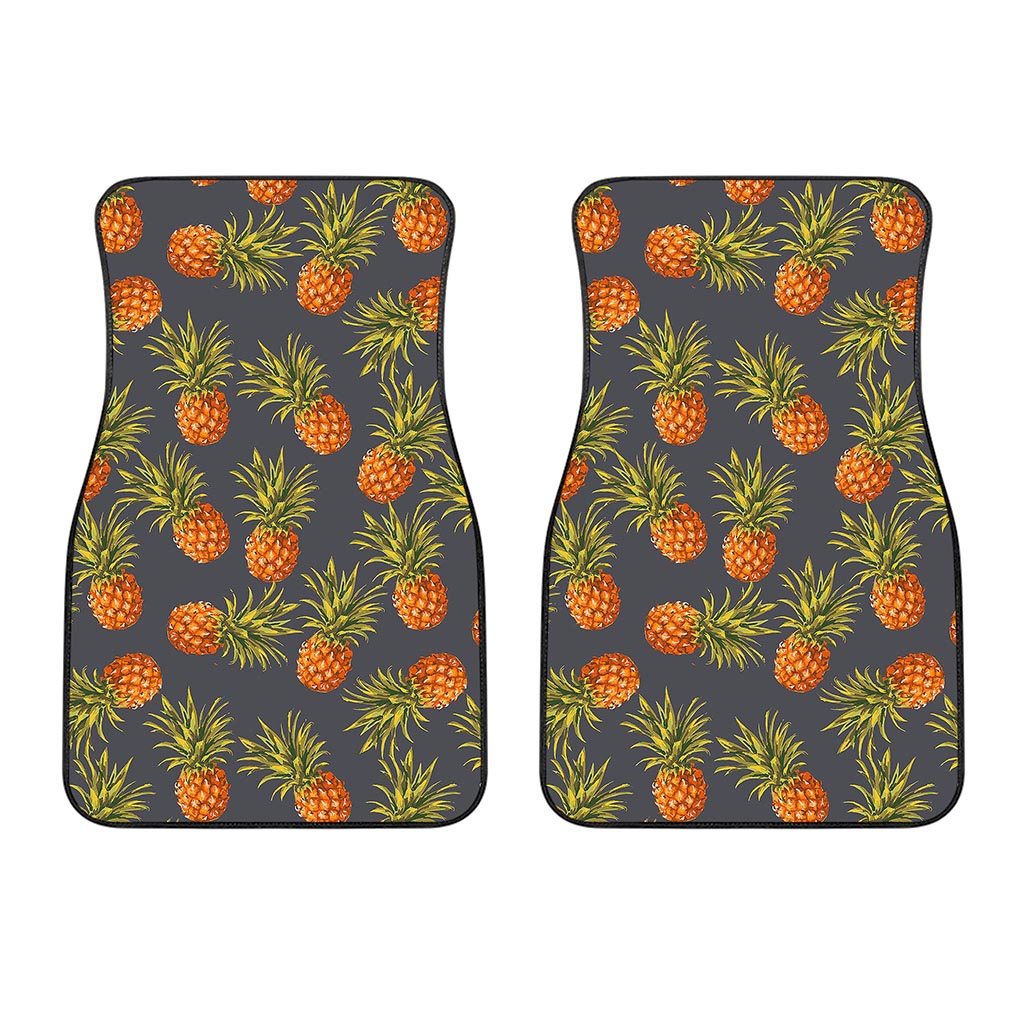 Grey Watercolor Pineapple Pattern Print Front Car Floor Mats