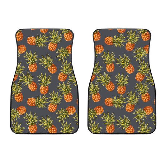 Grey Watercolor Pineapple Pattern Print Front Car Floor Mats