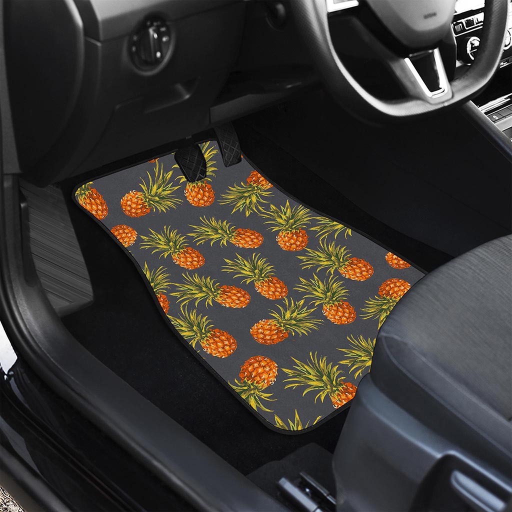 Grey Watercolor Pineapple Pattern Print Front Car Floor Mats