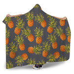 Grey Watercolor Pineapple Pattern Print Hooded Blanket