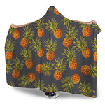 Grey Watercolor Pineapple Pattern Print Hooded Blanket