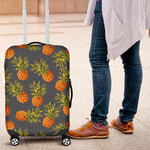 Grey Watercolor Pineapple Pattern Print Luggage Cover GearFrost