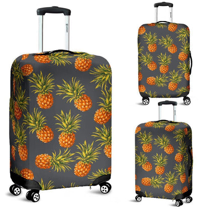 Grey Watercolor Pineapple Pattern Print Luggage Cover GearFrost