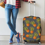 Grey Watercolor Pineapple Pattern Print Luggage Cover GearFrost