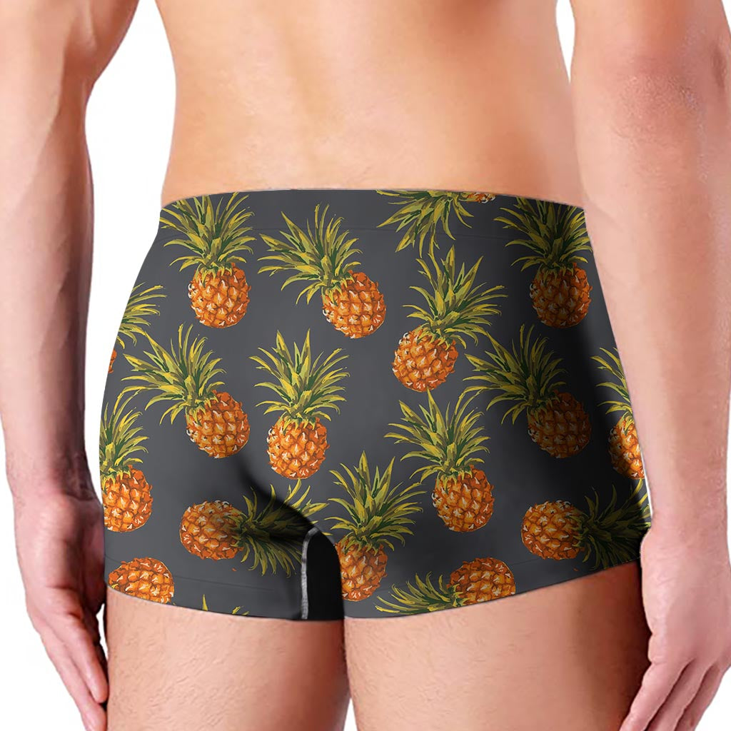 Grey Watercolor Pineapple Pattern Print Men's Boxer Briefs