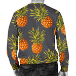 Grey Watercolor Pineapple Pattern Print Men's Crewneck Sweatshirt GearFrost