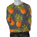Grey Watercolor Pineapple Pattern Print Men's Crewneck Sweatshirt GearFrost