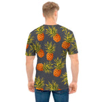Grey Watercolor Pineapple Pattern Print Men's T-Shirt