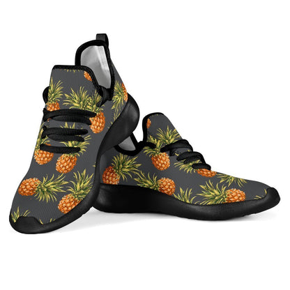 Grey Watercolor Pineapple Pattern Print Mesh Knit Shoes GearFrost
