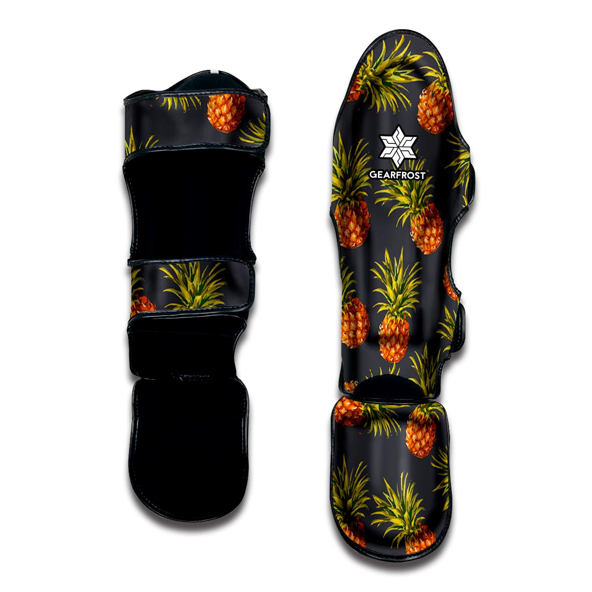 Grey Watercolor Pineapple Pattern Print Muay Thai Shin Guard
