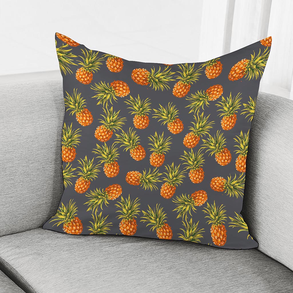Grey Watercolor Pineapple Pattern Print Pillow Cover