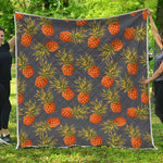 Grey Watercolor Pineapple Pattern Print Quilt