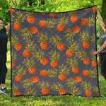 Grey Watercolor Pineapple Pattern Print Quilt