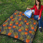 Grey Watercolor Pineapple Pattern Print Quilt