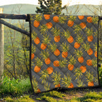 Grey Watercolor Pineapple Pattern Print Quilt