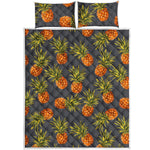 Grey Watercolor Pineapple Pattern Print Quilt Bed Set