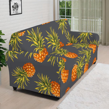 Grey Watercolor Pineapple Pattern Print Sofa Cover