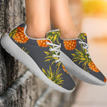 Grey Watercolor Pineapple Pattern Print Sport Shoes GearFrost