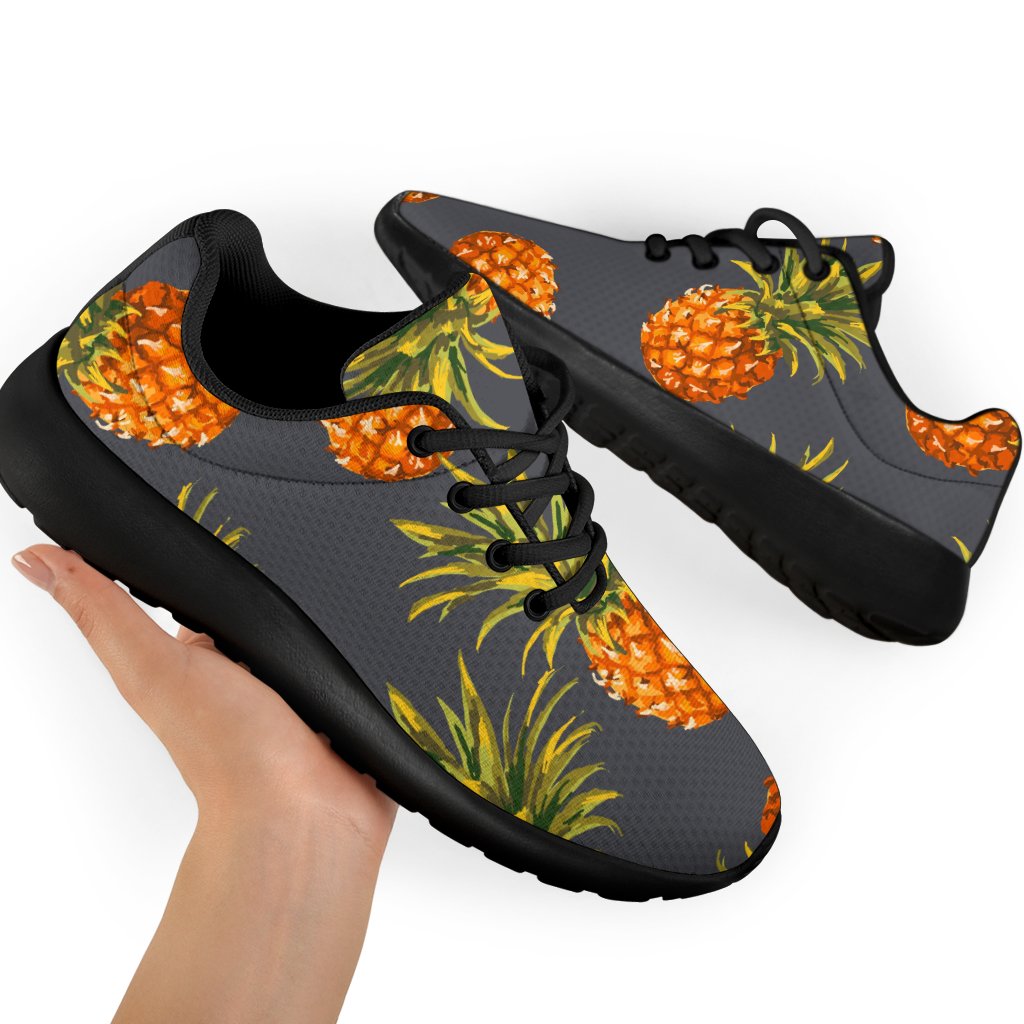 Grey Watercolor Pineapple Pattern Print Sport Shoes GearFrost