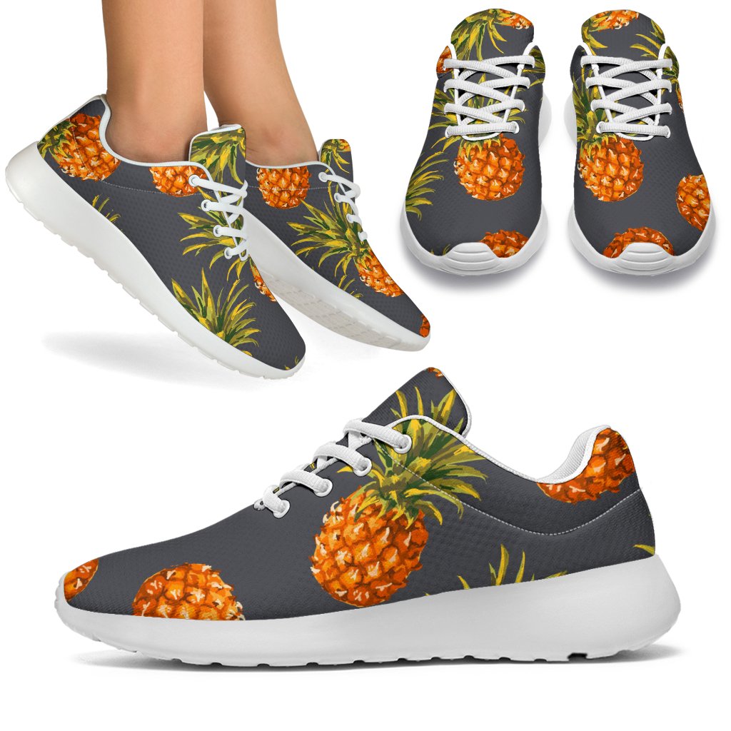 Grey Watercolor Pineapple Pattern Print Sport Shoes GearFrost