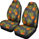 Grey Watercolor Pineapple Pattern Print Universal Fit Car Seat Covers