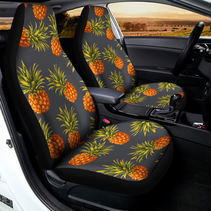 Grey Watercolor Pineapple Pattern Print Universal Fit Car Seat Covers