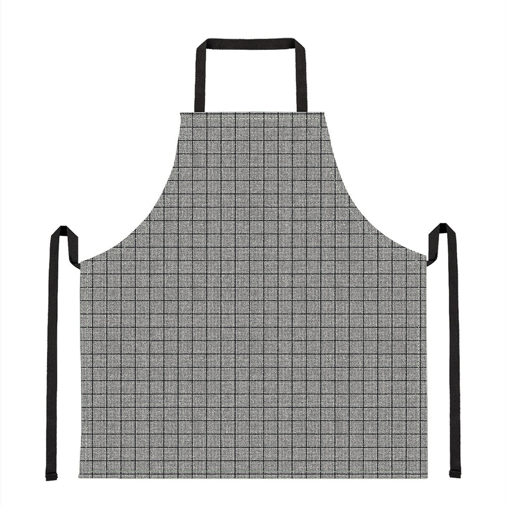 Grey Windowpane Pattern Print Apron