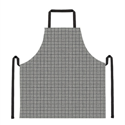 Grey Windowpane Pattern Print Apron