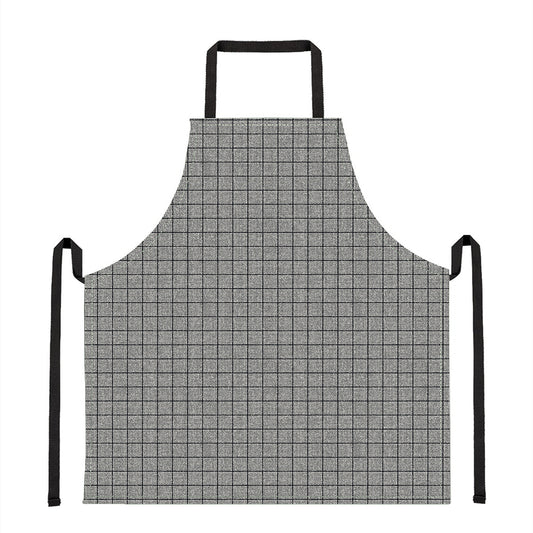 Grey Windowpane Pattern Print Apron