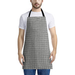 Grey Windowpane Pattern Print Apron