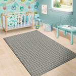 Grey Windowpane Pattern Print Area Rug
