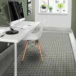 Grey Windowpane Pattern Print Area Rug