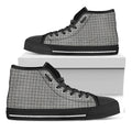 Grey Windowpane Pattern Print Black High Top Sneakers