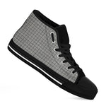Grey Windowpane Pattern Print Black High Top Shoes
