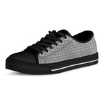 Grey Windowpane Pattern Print Black Low Top Shoes