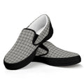 Grey Windowpane Pattern Print Black Slip On Sneakers