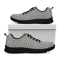 Grey Windowpane Pattern Print Black Running Shoes