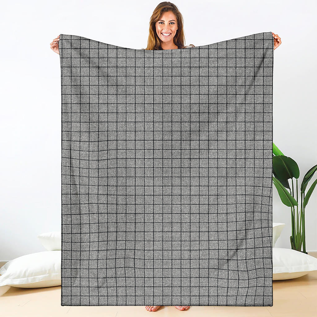 Grey Windowpane Pattern Print Blanket