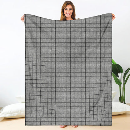 Grey Windowpane Pattern Print Blanket