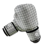 Grey Windowpane Pattern Print Boxing Gloves