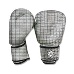 Grey Windowpane Pattern Print Boxing Gloves