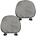 Grey Windowpane Pattern Print Car Headrest Covers