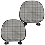 Grey Windowpane Pattern Print Car Headrest Covers