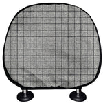 Grey Windowpane Pattern Print Car Headrest Covers
