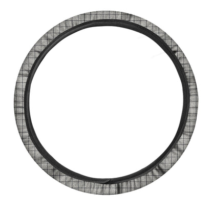 Grey Windowpane Pattern Print Car Steering Wheel Cover