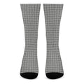 Grey Windowpane Pattern Print Crew Socks
