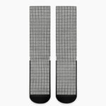 Grey Windowpane Pattern Print Crew Socks