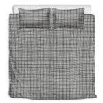 Grey Windowpane Pattern Print Duvet Cover Bedding Set
