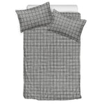 Grey Windowpane Pattern Print Duvet Cover Bedding Set